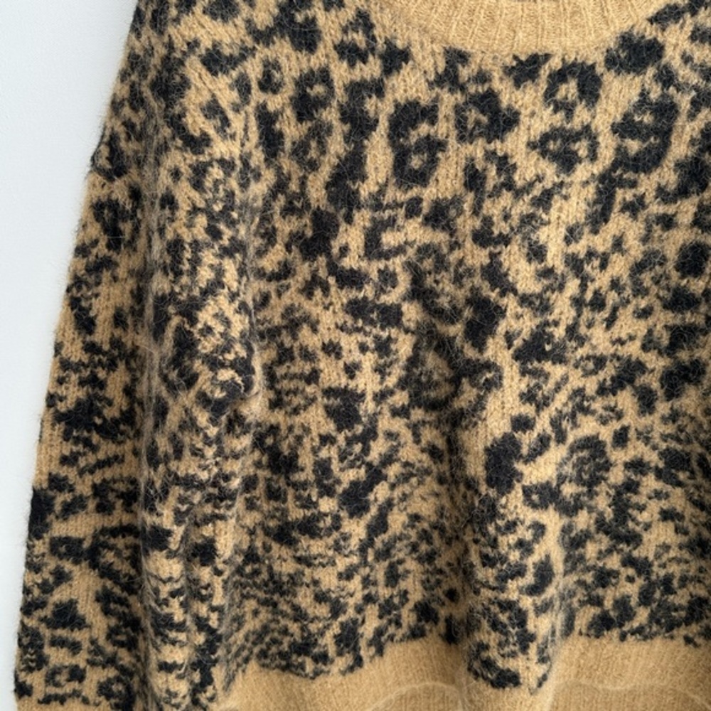 Madewell Alpaca Wool Leopard Crewneck Thick Cozy Sweater‎ Size Small - Picture 4 of 10